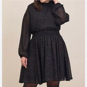 Torrid Mini Rainbow Clip Dot Blouson Sleeve dress NYE Flirty Grunge Dress Size 3